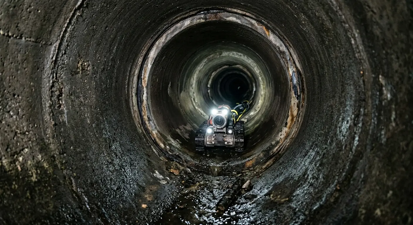 Robotic sewer camera inspecting pipe interior for Sewer Line Cleaning in Christiana